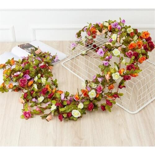 Artificial flower Fake plant rose flower vine Silk rose Vine Hanging Simulation flowers for Home Wall Romantic Wedding decor