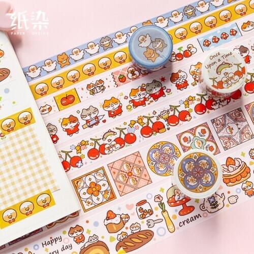 Cartoon Animal Cat Chick Stamp Bullet Journal Washi Tape Cartoon Adhesive Masking Tape DIY Scrapbooking Sticker Label Japanese