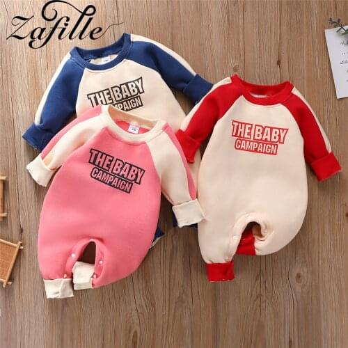 ZAFILLE Baby Rompers Letter Sweatshirts For Girls Baby Winter Jumpsuit Baby Boy Clothes For Newborn Overalls Jumpsuit For Kids