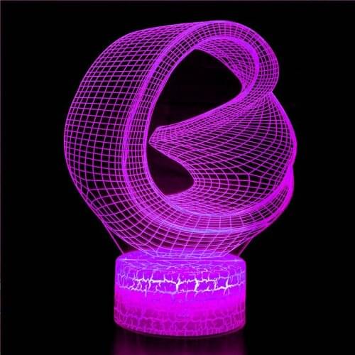 Creative loop 3D illusion stereo light LED night light abstract artist graphic novelty lighting home decoration lava USB lamp