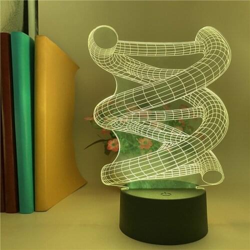 Cool 3D Neon Desk Lamp DNA Helix Cup Image LED Acrylic Night Light Teenager Room Decor Nightlight Color Changing Remote Control
