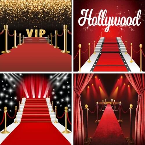 Laeacco Stage Backdrop Photography Red Carpet VIP Party Gold Polka Dots Baby Portrait Photo Background Photocall Photo Studio