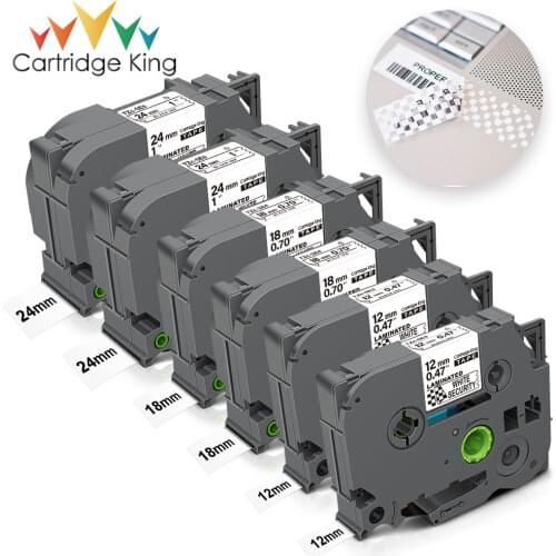 6PK for Brother Security Tape TZeSE3 TZeSE4 TZeSE5 12/18/24mm TZ White Label tze se3 se4 Compatible Brother P-touch Label Maker
