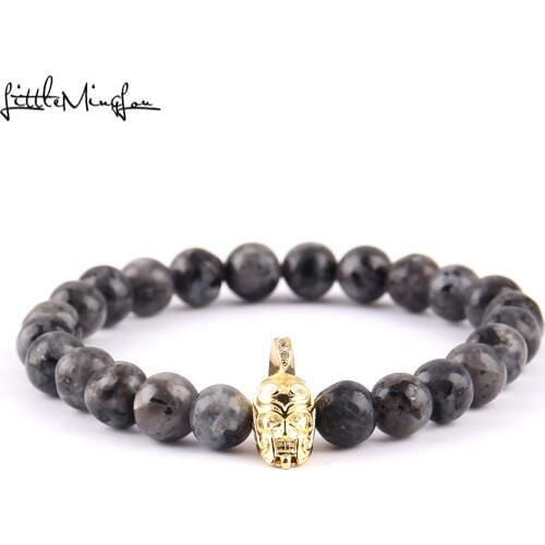 Little MingLou Luxury zircon Rome helmet charm Men Bracelet natural Stone Beads men bracelet & bangles For women Jewelry