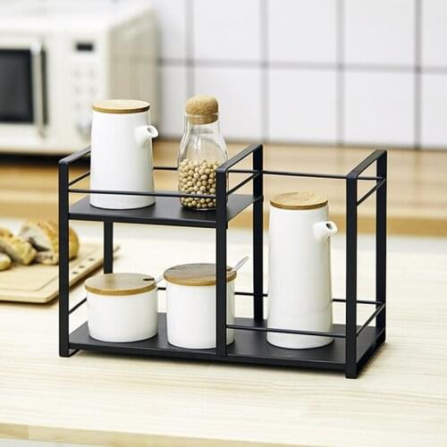 Metal Kitchen Stand Storage Rack for Spice Seasoning Boxes Jars Sundries Container Accessories Shelf Organizer
