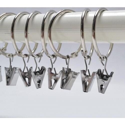 Metal Window Shower Curtain Open Rings Rod Clips Bathroom Drape Hook Hanger Loop Clip Clamp Curtain Accessories Home Supplies