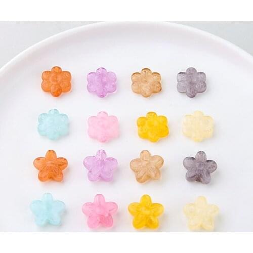 20pcs Cute Flower Earrings For Women Girl Korean DIY hairpin hair accessories fresh resin perforated flower earring materials