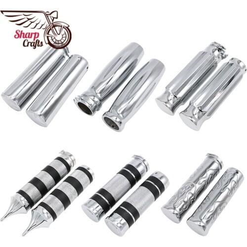 Motorcycle 1" 25mm & 7/8"22mm Billet Flame Handlebars Hand Grips For Harley Honda Kawasaki Suzuki Yamaha Chopper Custom Classic