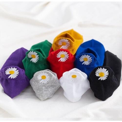 2021 cheap women cartoon ankle socks 8pairs/lot colorful flowers Smiley face womens and lady girls funny cotton short socks