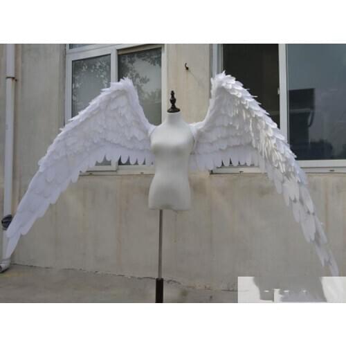 New Costumed beautiful white black feather angel wings for Fashion show Displays bridal shower wedding shooting props supplies