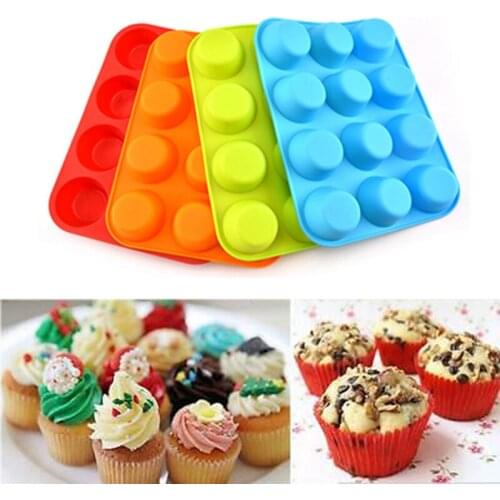 Silicone Muffin 12 Cup Cupcake Baking Pan Non Stick Dishwasher Microwave Safe