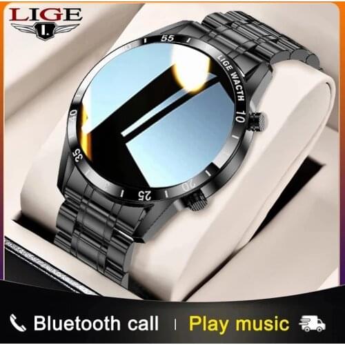 LIGE 2020 New Smart Watch Men Full Touch Screen Sports Fitness Watch IP67 Waterproof Bluetooth For Android ios smartwatch Mens