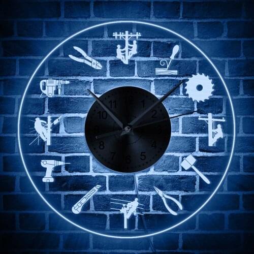 Lineworker & Equipment Modern Luminous Wall Clock Linemen Themed Multi-Color Wall Watch Acrylic Neon Decorative Timepiece Gifts