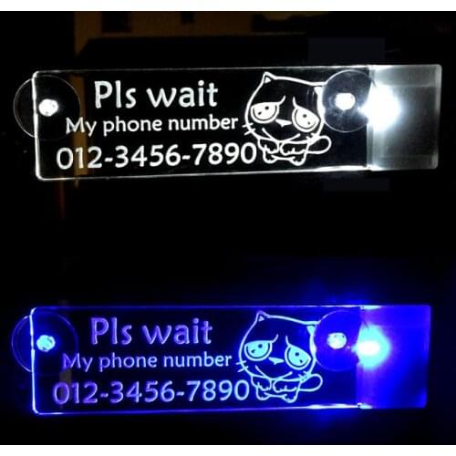 LED Temporary for Car Parking Card Telephone Number Card Notification Night Light Sucker Plate Car Styling Phone Number Card