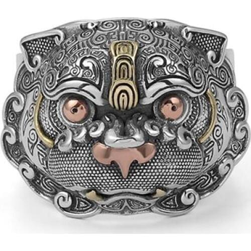 Vintage Gluttonous Shape Ring Charms Ring Feng Shui Amulet Wealth Lucky Ring Size 7 8 9 10 11 12 13