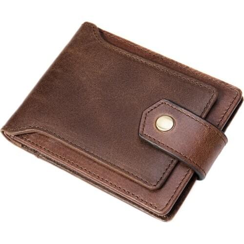 Vintage Men Short Wallet Genuine Leather Clutch Wallets Purses Coin Pocket Card Holder Male Multifunctional Card Purse