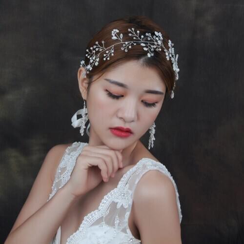 ZMHP07 Vintage Bridal Hair Pieces Bride Hair Band Silver Pearl Wedding Headband Headpieces Crystal Hair Jewelry Bridesmaid Gift