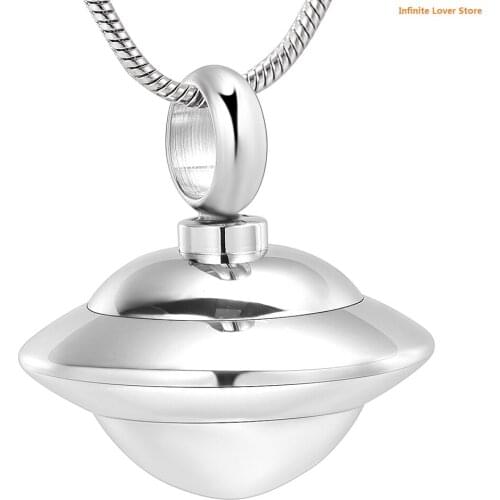 KLH10065-8 Free Plastic Funnel!UFO Shape Stainless Steel Memorial Locket Necklace For Human&Pet Ashes Jewelry