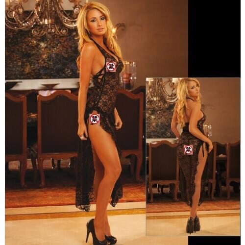 Women Sexy Lingerie Nightwear Sleepwear Lace Babydoll Dress Underwear Hens Stripper Clubwear Spaghetti Strap Long Dresses JR1548