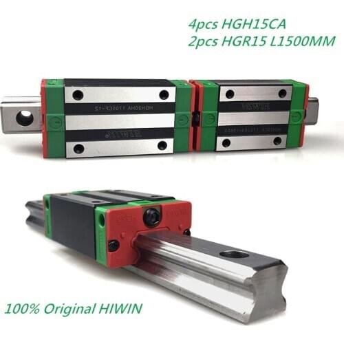 100% Original HIWIN 2pcs HGR15 L1500mm linear Rails with 4pcs HIWIN HGH15CA Linear carriage blocks