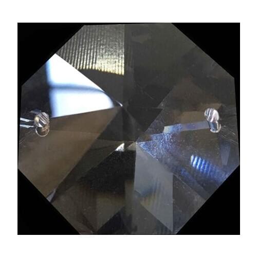 100pcs/lot 14mm~24mm Clear Crystal Flower Cuts Octagon Beads in two holes Decorative Glass Chandelier Parts Prism Window Curtain