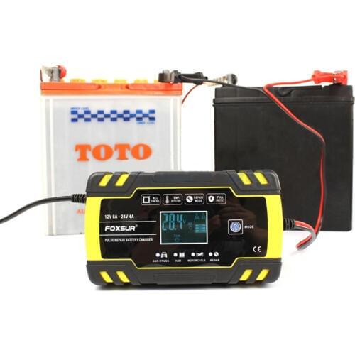 12V 24V Pulse Repairing Charger with LCD Display Motorcycle & Car Battery Charger AGM GEL WET Lead Acid Battery Charger