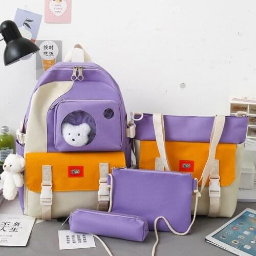 2021 School Bags Women Waterproof Canvas Backpack Female Large Capacity Travel Bag Korean Vintage Girl Shoulder Bags Schoolbag56