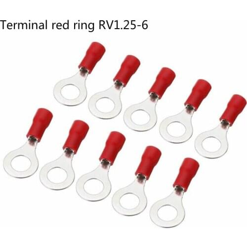 25pcs Terminal red ring RV1.25-6 red ring insulated wire connector electrical crimp terminal cable wire connector