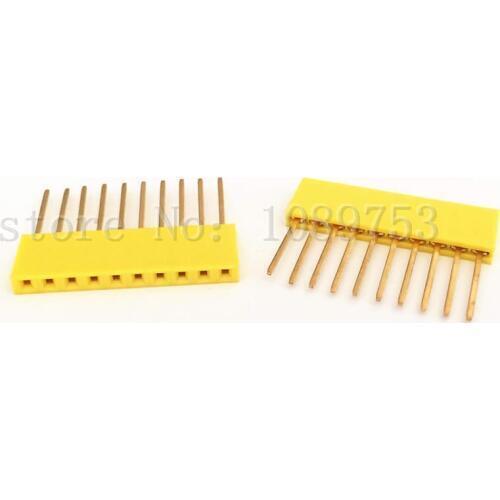 50Pcs 10Pin Female Tall Stackable Header Connector Socket For Arduino Shield Yellow