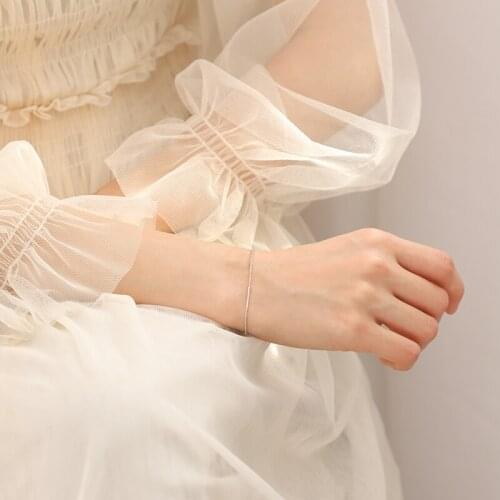 Simple Stick Minimalist Thin Chain Anti-allergic Silver Color Bracelet For Women Ladies Fashion Trendy Dainty Jewelry SL2287