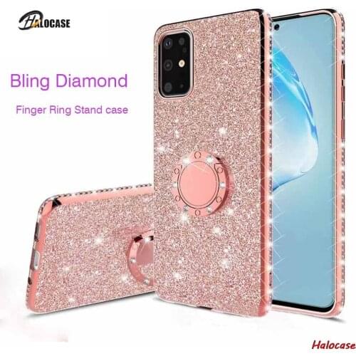 Finger Ring Stand Cover Bling Diamond Rhinestone Soft TPU for Samsung Galaxy A51 A81 A91 A01 A11 A21 A41 A70E A71 5G Phone Case