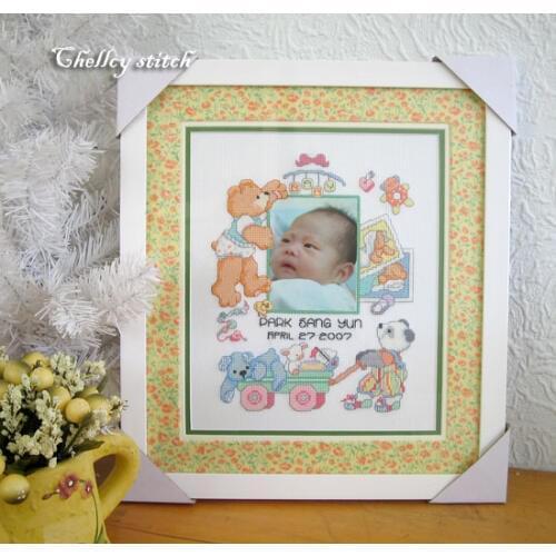 DIY Craft Stich Cross Stitch Birth Certification Photo Cotton Fabric Needlework Embroidery Crafts Counted Cross-Stitching Kit