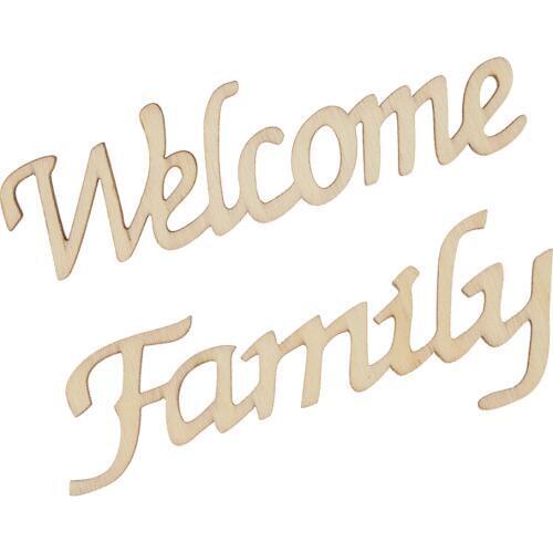 Welcome and Family Embellishment Wooden Cutout Welcome Sign for Rustic Home Wall Decor