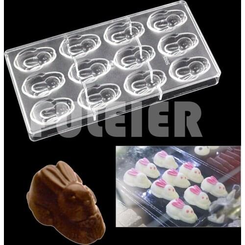 Easter Bunny Rabbit Shape Polycarbonate Chocolate Mold For Baking Candy Mold Pastry Bonbon Mould Confectionery Tool Bakery
