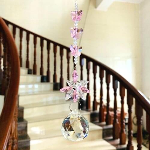 Garland Pink Crystal DIY Chandelier Crystals Glass Suncatcher Crystal Prisms Pendant for Home Decor Christmas Tree Hanging Drops
