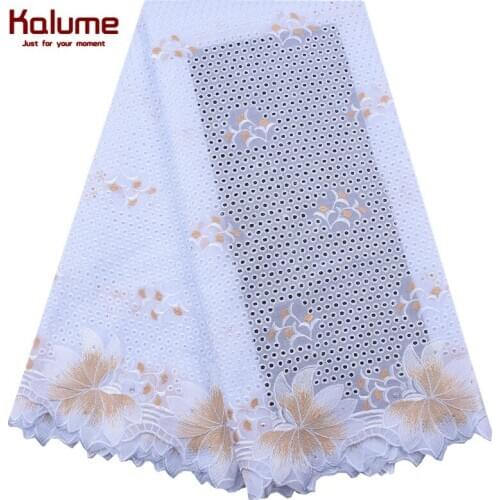 Kalume Latest 100% Cotton African Lace Fabric 2020 High Quality Lace Pure White Nigerian Swiss Voile Lace In Switzerland F2098