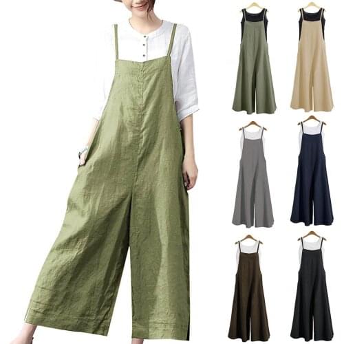 Womens oversize bib trousers bib pants overalls jumpsuit romper summer trousers with straps