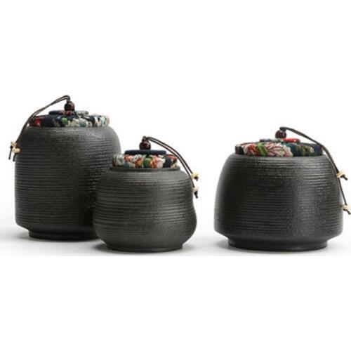 XMT-HOME black pottery tea cans storage box for tie guan yin/da hong pao/green ceramic tea box