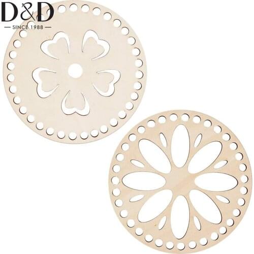 2pcs Natural Wooden Basket Bottom Flower Circle Blank Hollow Crochet Basket Wood Base for DIY Knitting Bag Bottom Shaper Craft