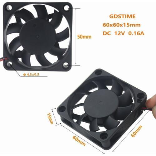 100 Pieces Gdstime Two Balls DC 12V 60x60x15mm Brushless Cooling Fan 6cm 4500RPM CPU VGA Cooler 60mm x 15mm