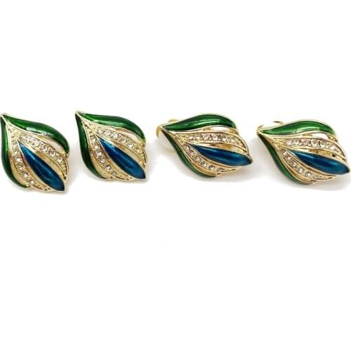 Cute Design Green Enamel Sweet Earring Rhinestones Pretty Gifts