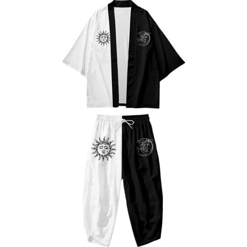 Fashion Adult Shirt Summer New Streetwear Japan Kimono Tops And Pant Oversize S-6XL Haori Cardigan 2PCS Unisex Yukata Blouse