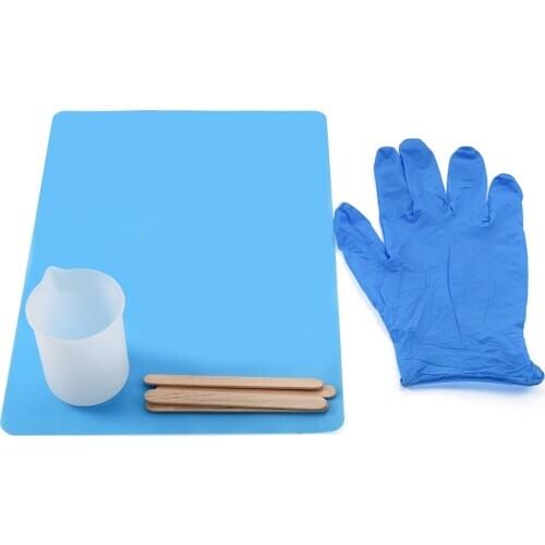 1Set Epoxy Resin Kit 5Pairs Gloves Glue Stick Silicone Mat 100ml Silicone Cup Kits for DIY Jewelry Making Handmade Accessories