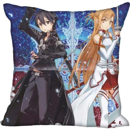 Custom Decorative Pillowcase Sword Art Online Square Zippered Pillow Cover 33x33,40x40,45x45cm(One Side)Pillow Case