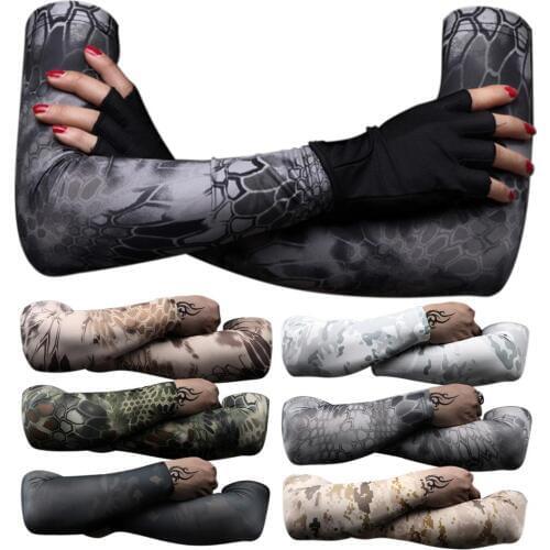 NEW 1 Pair Outdoor Sports Camouflage Anti-UV Elastic Cooling Compression Arm Sleeves