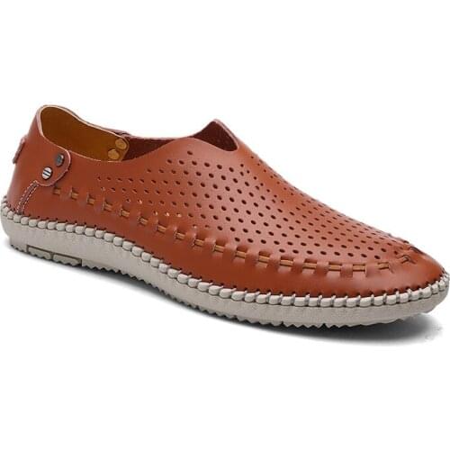 New Summer Causal Shoes Men Loafers Genuine Leather Moccasins Men Driving Shoes High Quality Flats For Man Size 38-47