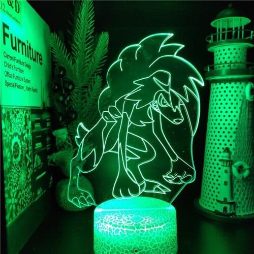 Pokemon Lycanroc 3D Lamp Pocket Monster LED Night Light Bedside Decoration Lampara Cute Lights Sword And Shield Neon Lighting