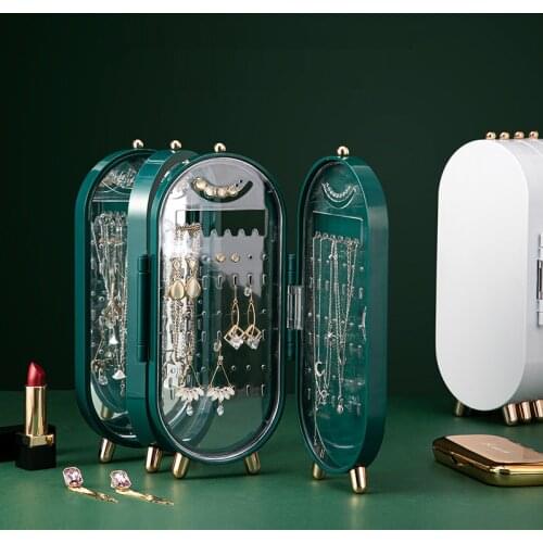Portable Jewelry Earring Necklace Storage Box Desktop Jewelry Folding Frame Household Multi-layer Exquisite Screen Display Box