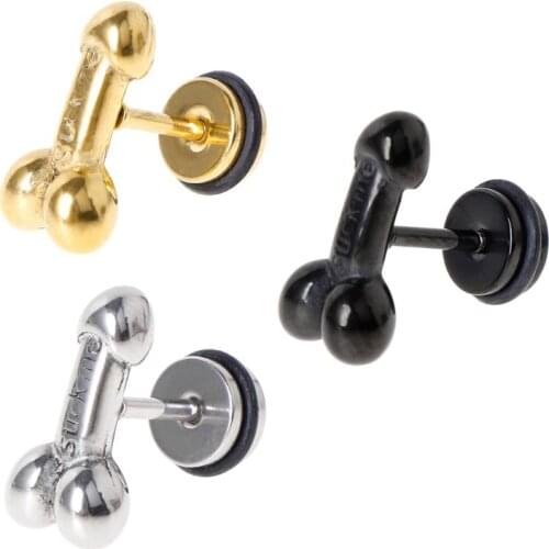 634D 1pc Punk Earrings Fashion Personality Exaggerate Men Male Jewelry Brincos Charms Ear Stud Creative Unique Titanium Steel