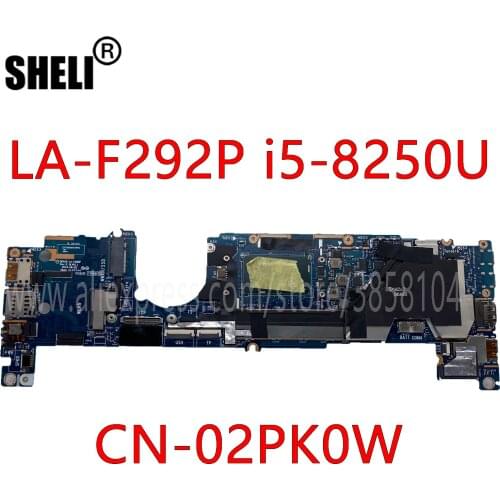 SHELI For Dell LA-F292P Laptop Motherboard CN-02PK0W 02PK0W With I5-8250U 100% Tested